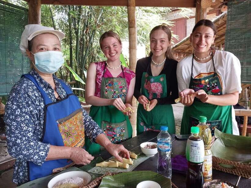 Luang Prabang: Bamboo Experience & Kuang Si Falls Tour - The bamboo pavilion: knives, strips, weaving, and even bamboo music